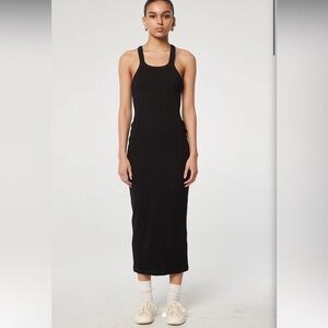 The Line by K Cedella Ribbed Racerback Midi Dress in Black Sz S